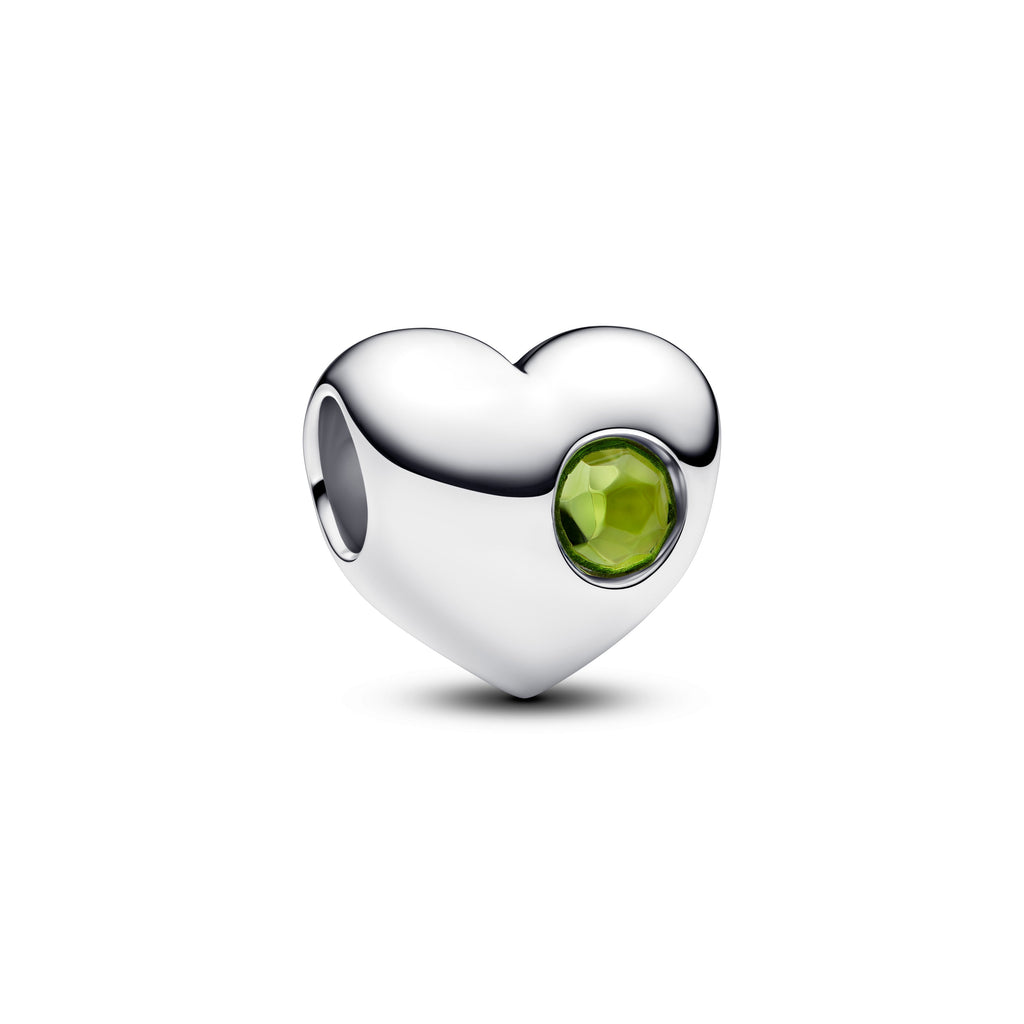 Engravable Spring Green Stone Heart Charm