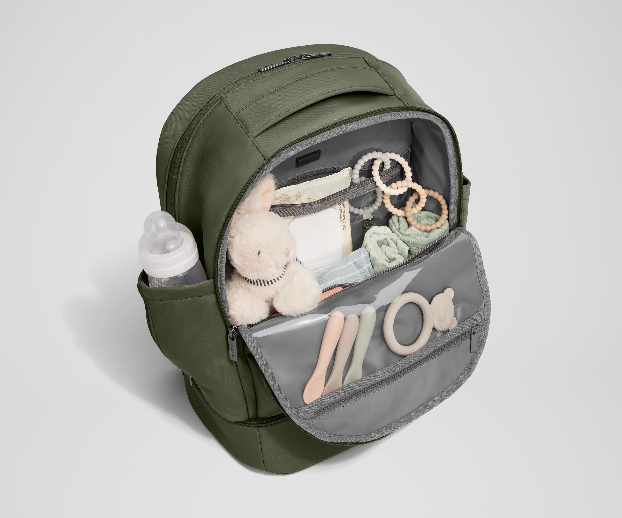 Away The Double Diaper Backpack Diaper Bag - Olive Green