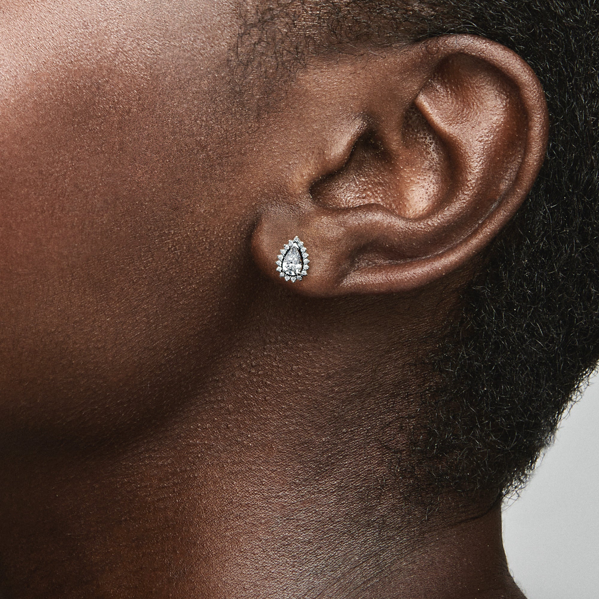 Sparkling Pear Halo Stud Earrings