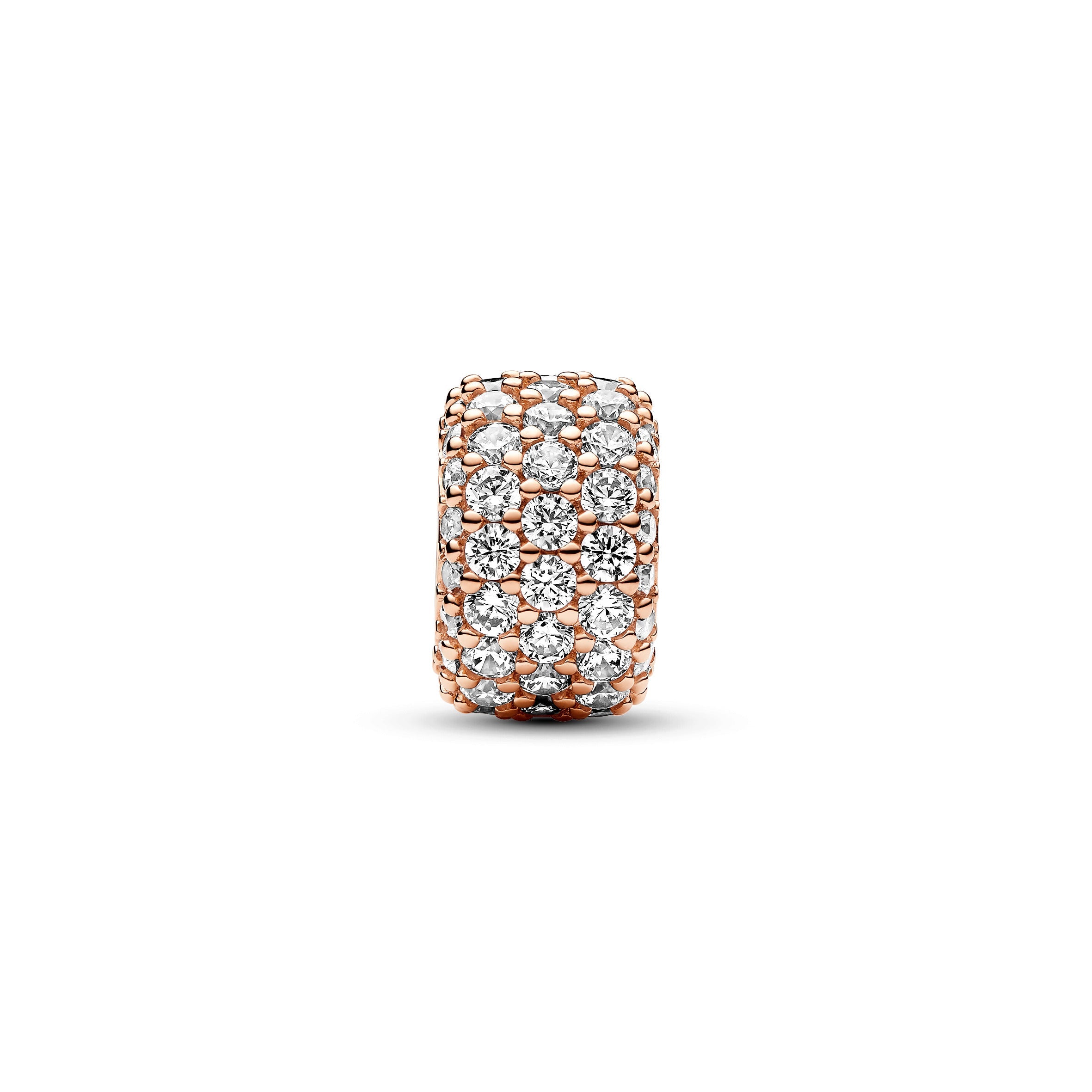 Sparkling Pavé Triple-row Charm in 14k Rose Gold-Plated