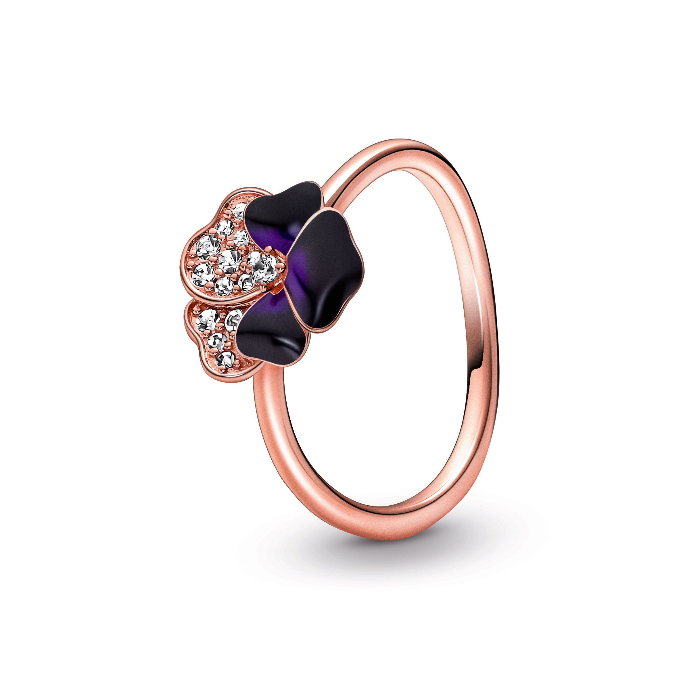 Deep Purple Pansy Flower Ring