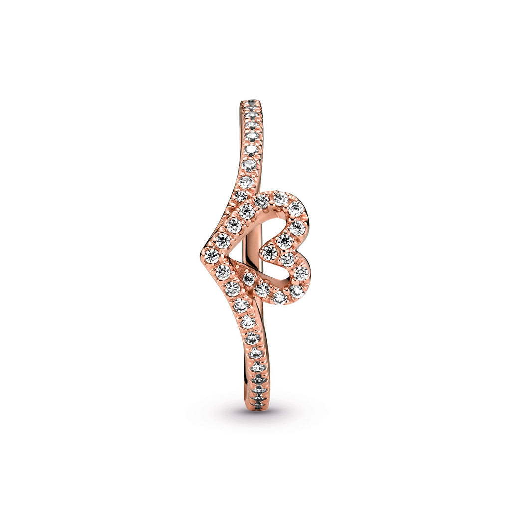 Sparkling Wishbone Heart Ring