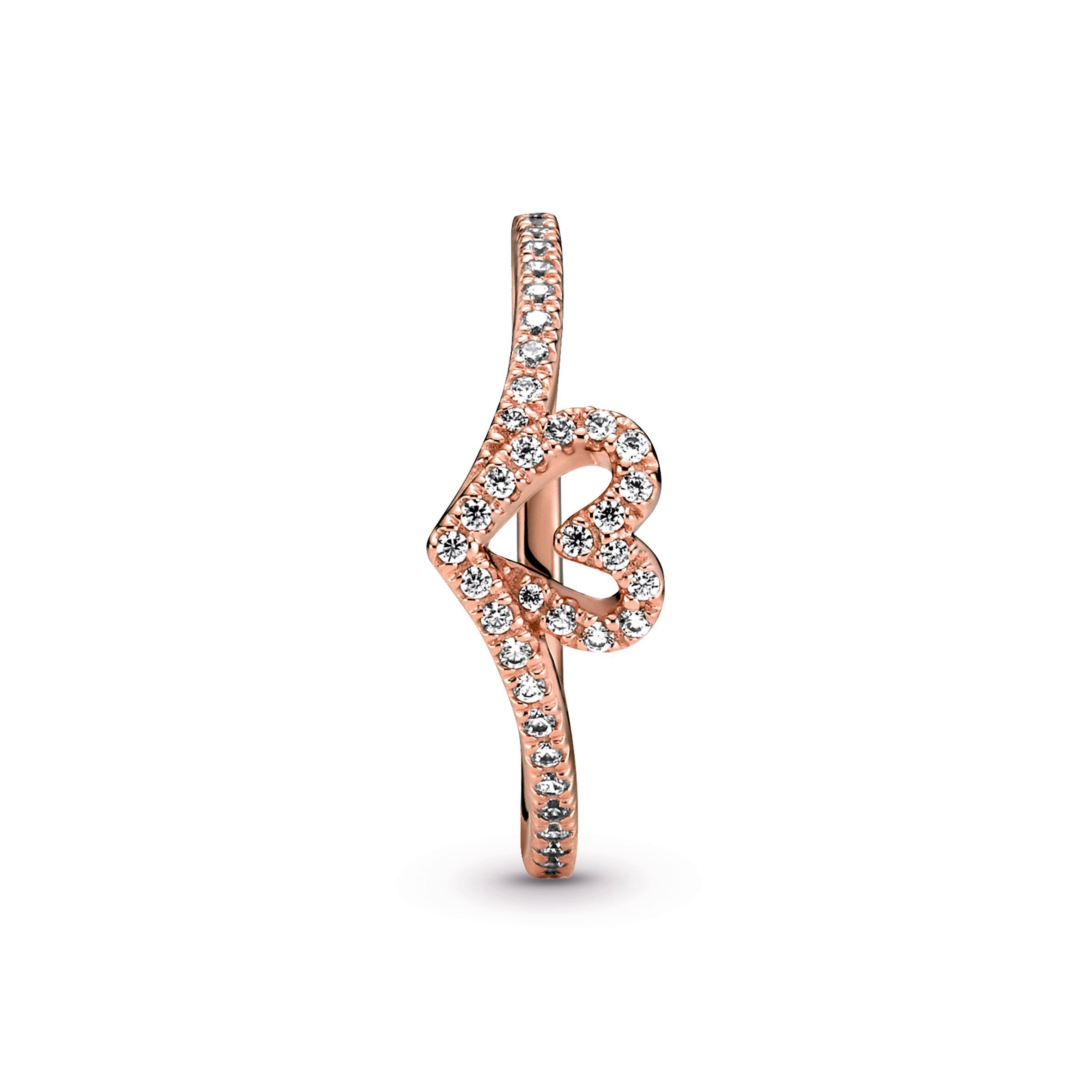 Sparkling Wishbone Heart Ring