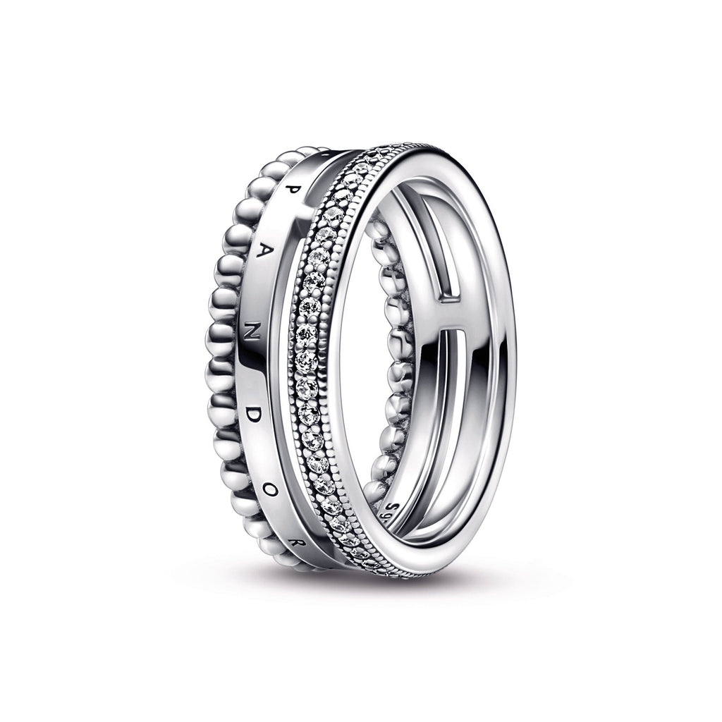 Pandora Signature Logo Pavé & Beads Ring