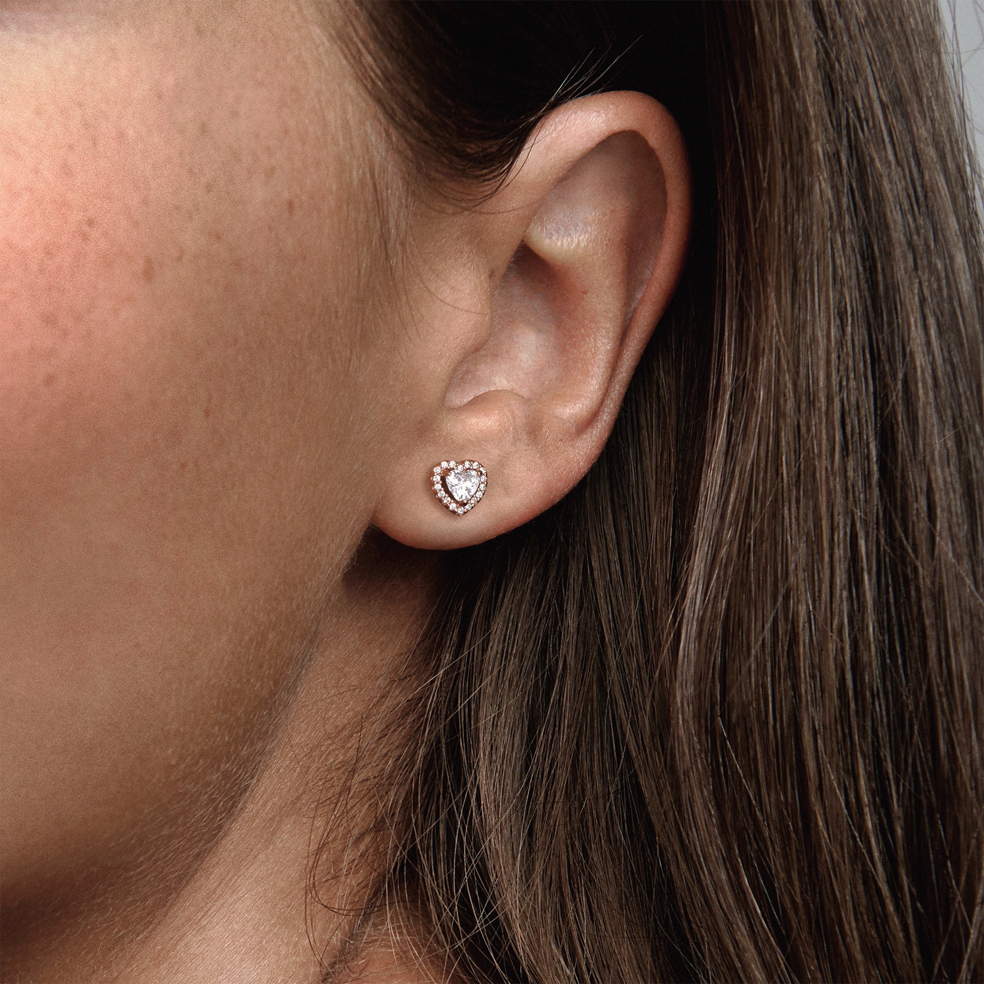 Sparkling Elevated Heart Stud Earrings
