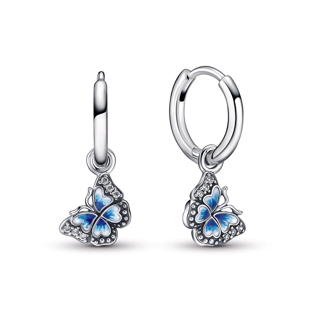 Blue Butterfly Hoop Earrings