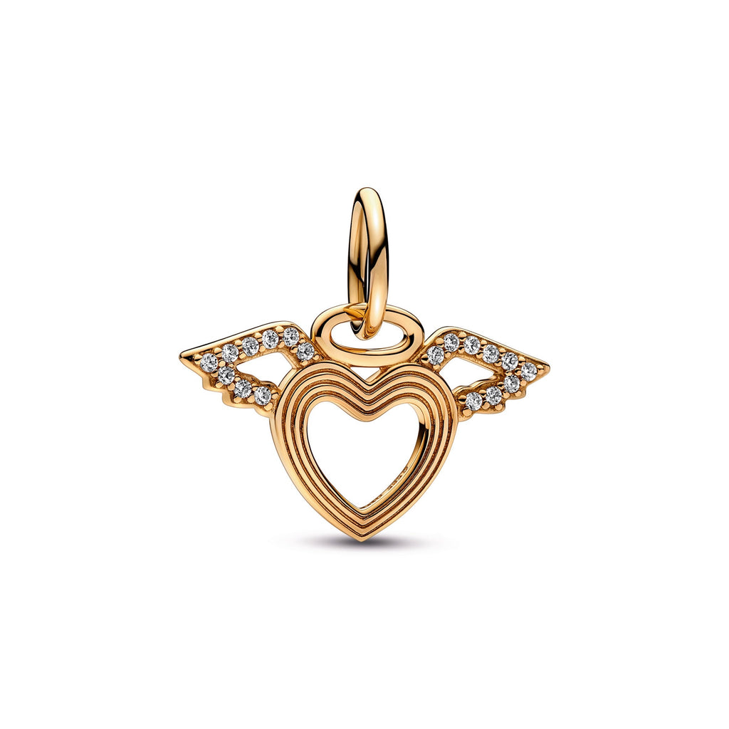 Heart & Angel Wings Dangle Charm