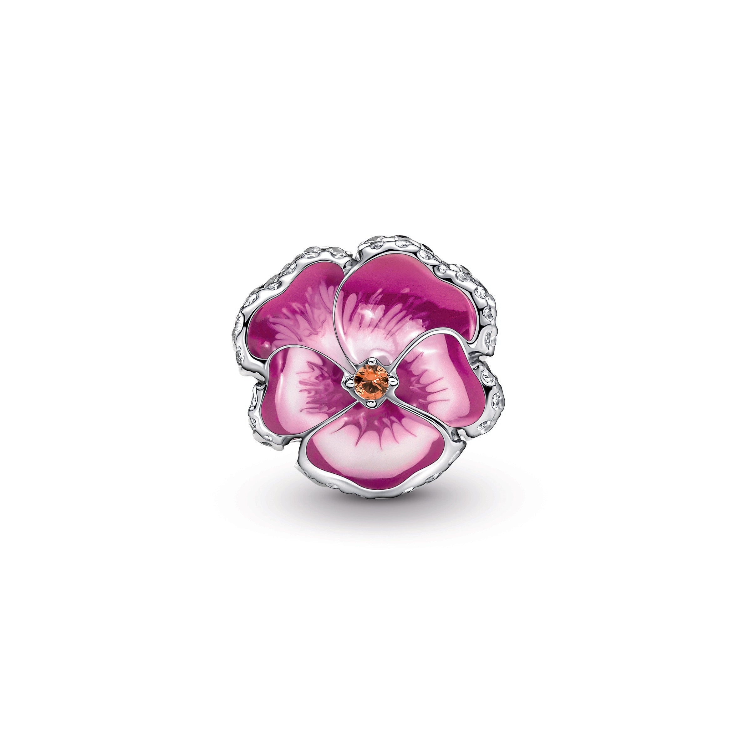 Pink Pansy Flower Charm
