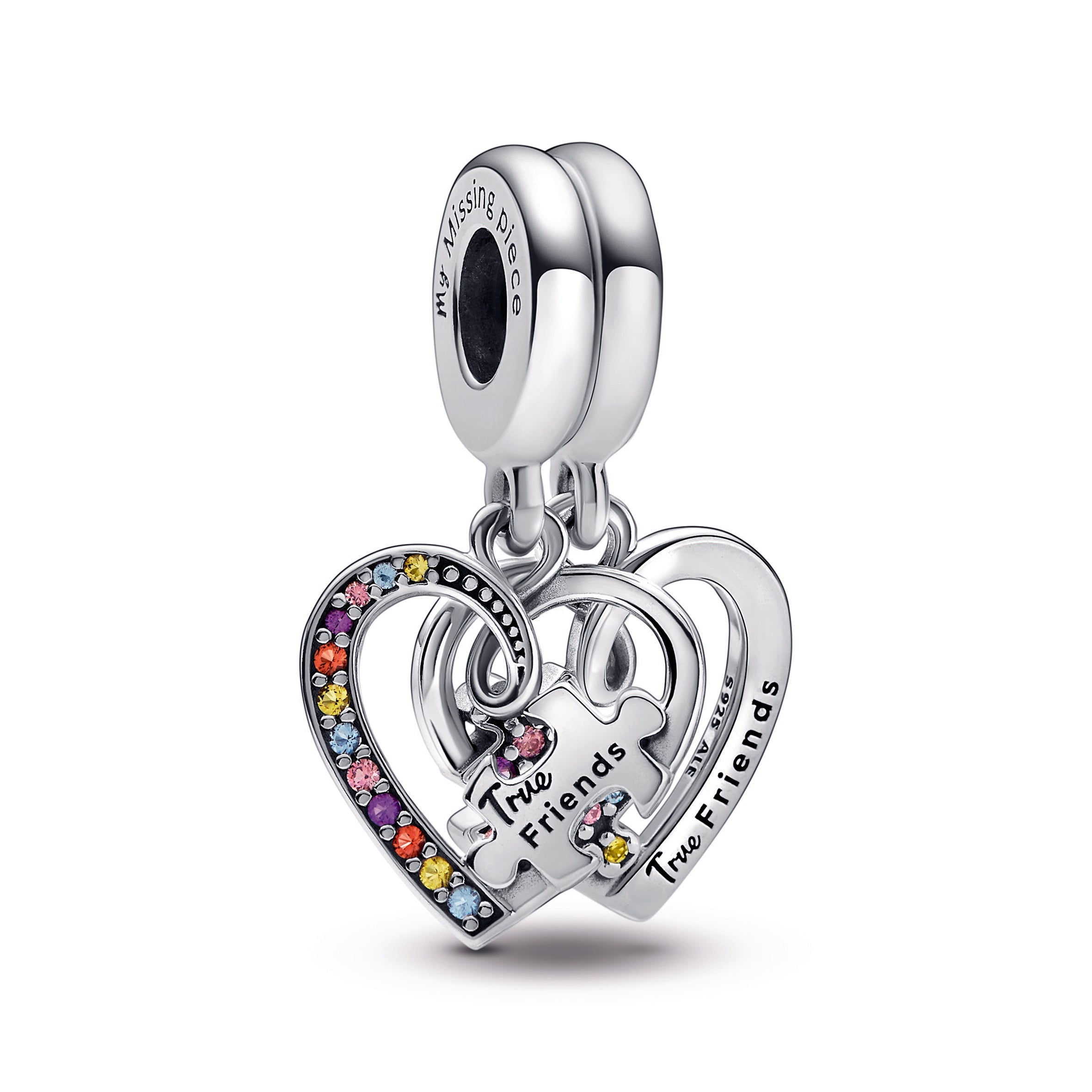 Puzzle Piece Hearts Splittable Friendship Dangle Charm