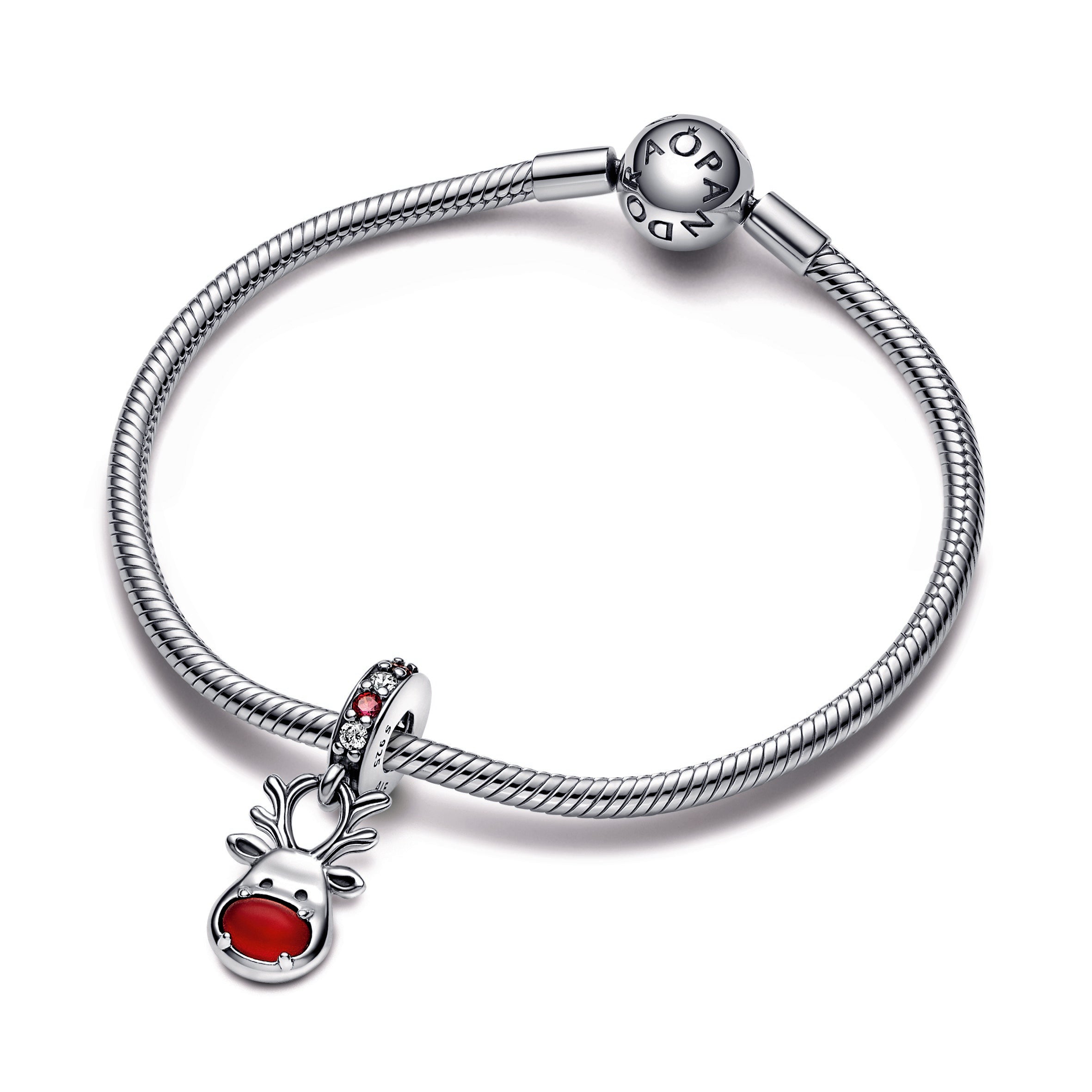 Red Nose Reindeer Murano Dangle Charm