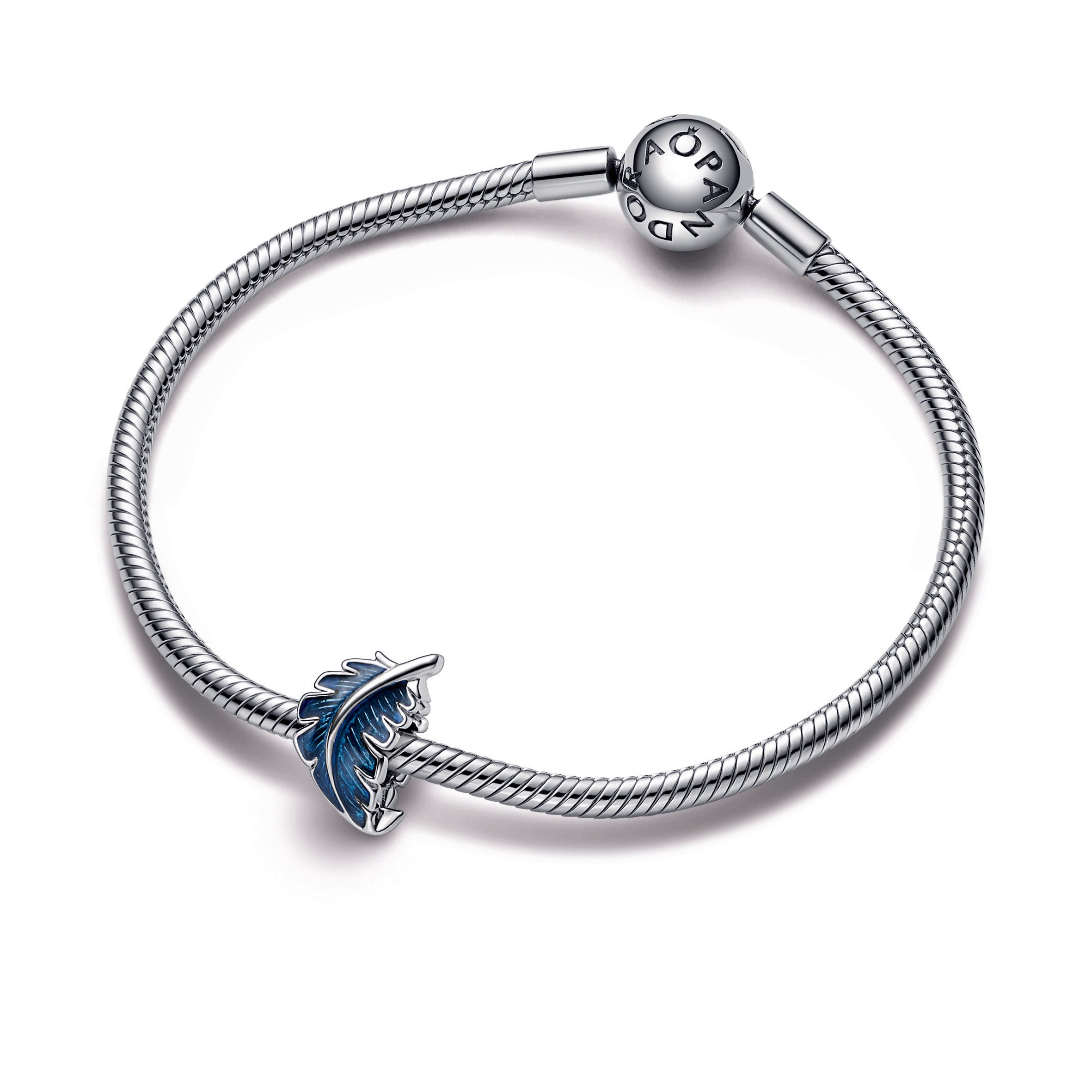 Blue Curved Feather Charm