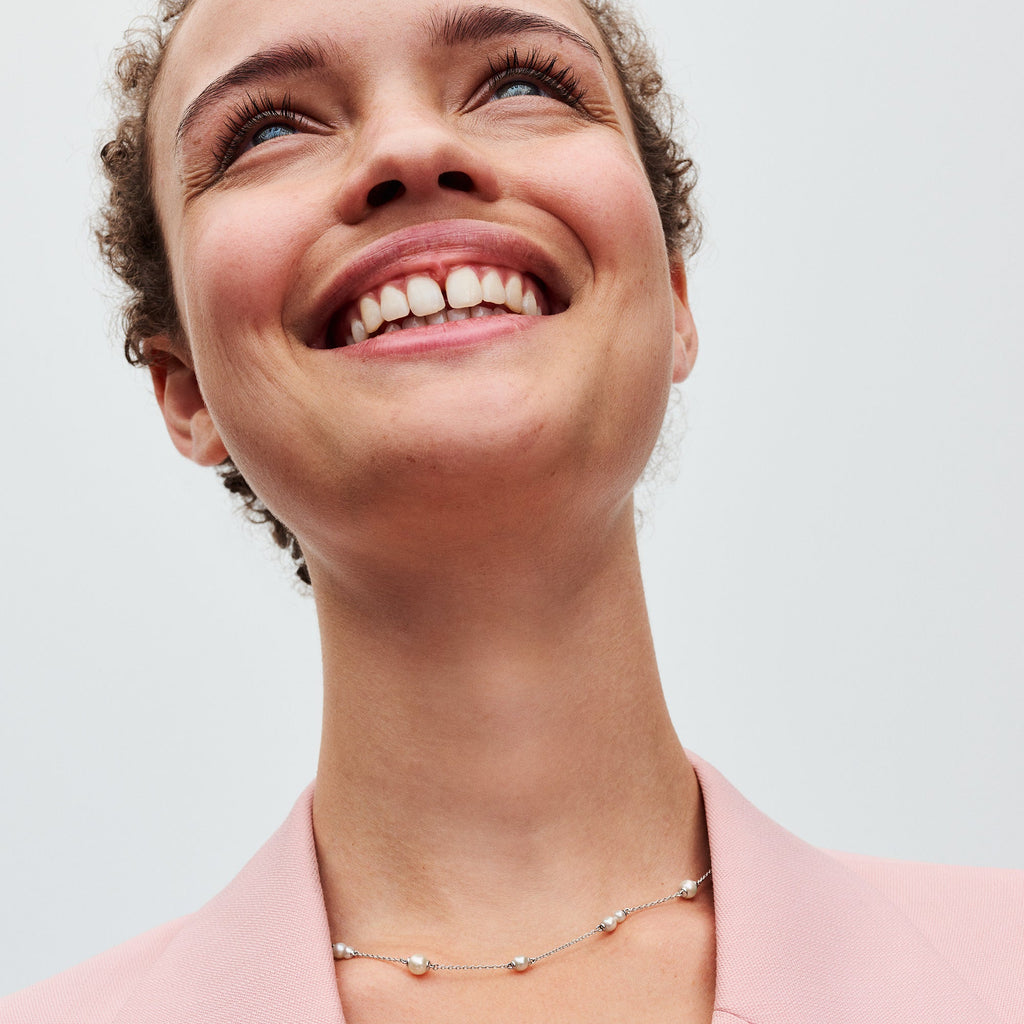 Treated Freshwater Cultured Pearl Station Chain Necklace