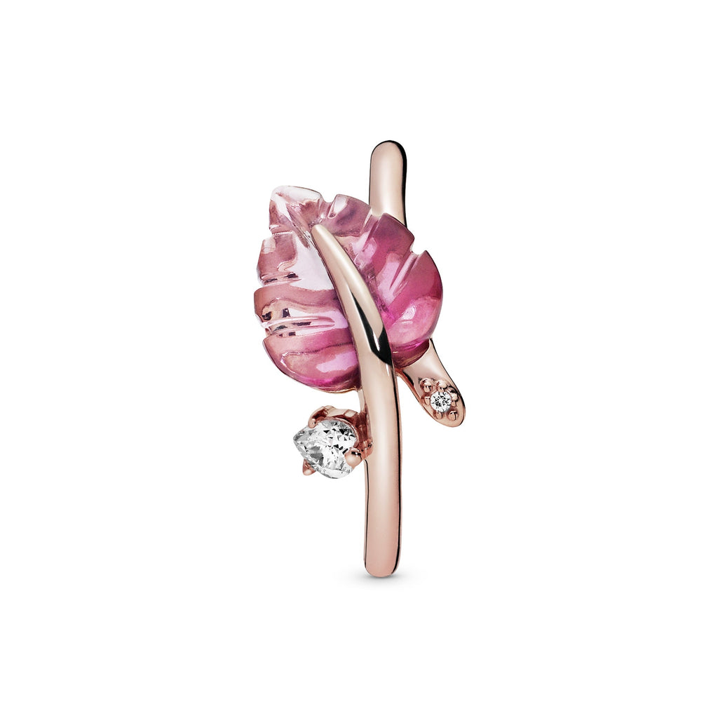 Pink Murano Glass Leaf Ring