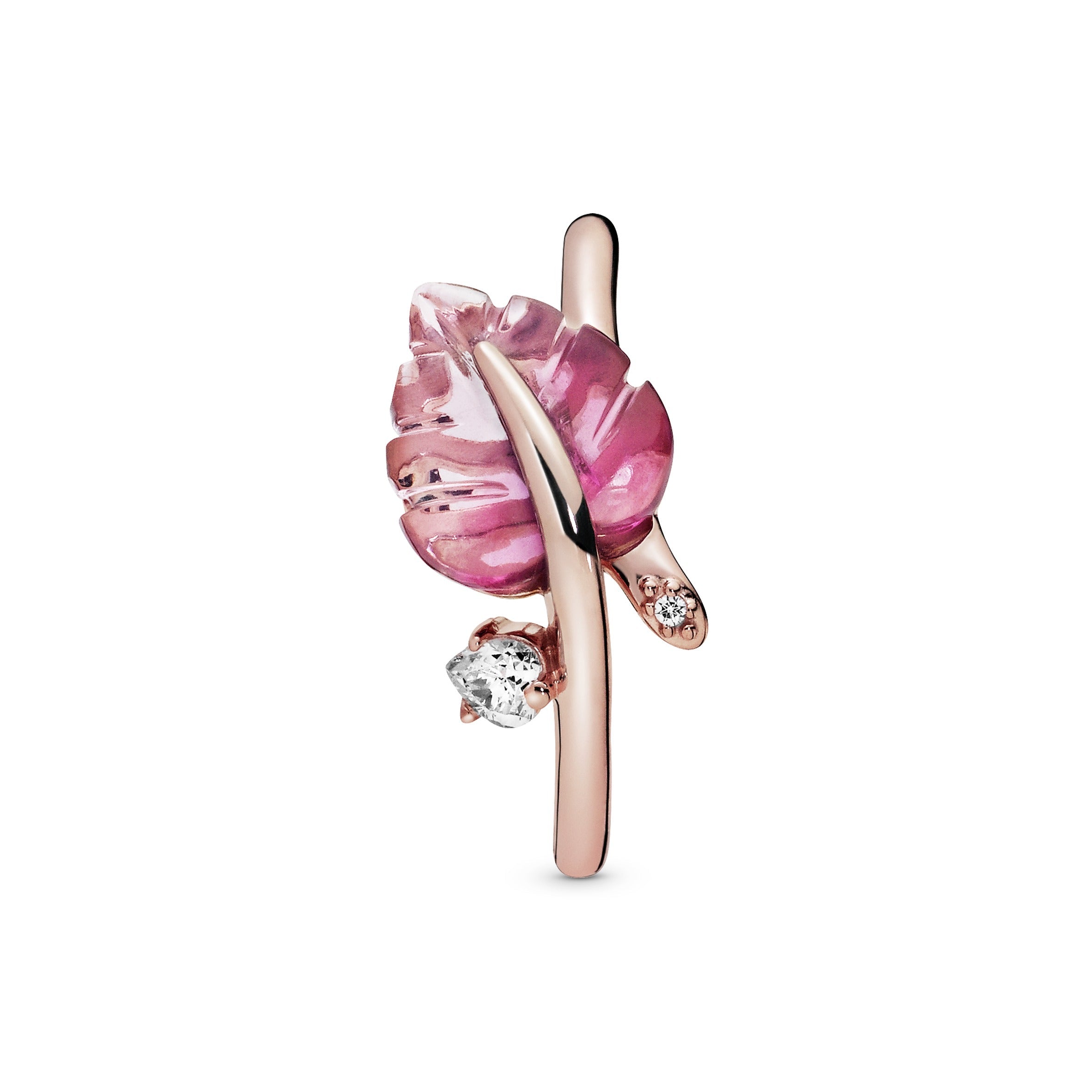 Pink Murano Glass Leaf Ring