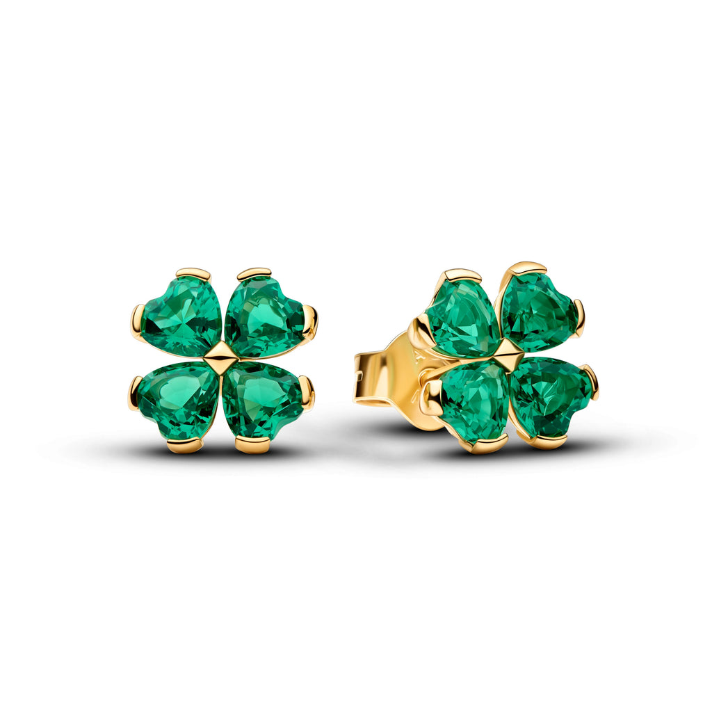 Green Lucky Clover Stud Earrings