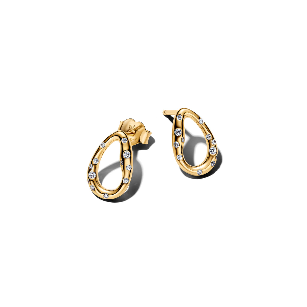 Organically Shaped Stone-Set Oval Stud Earrings
