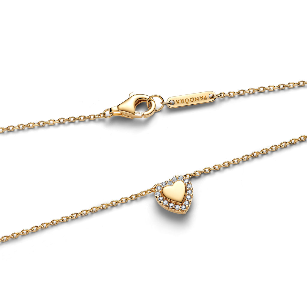 Engravable Heart Halo Collier Necklace