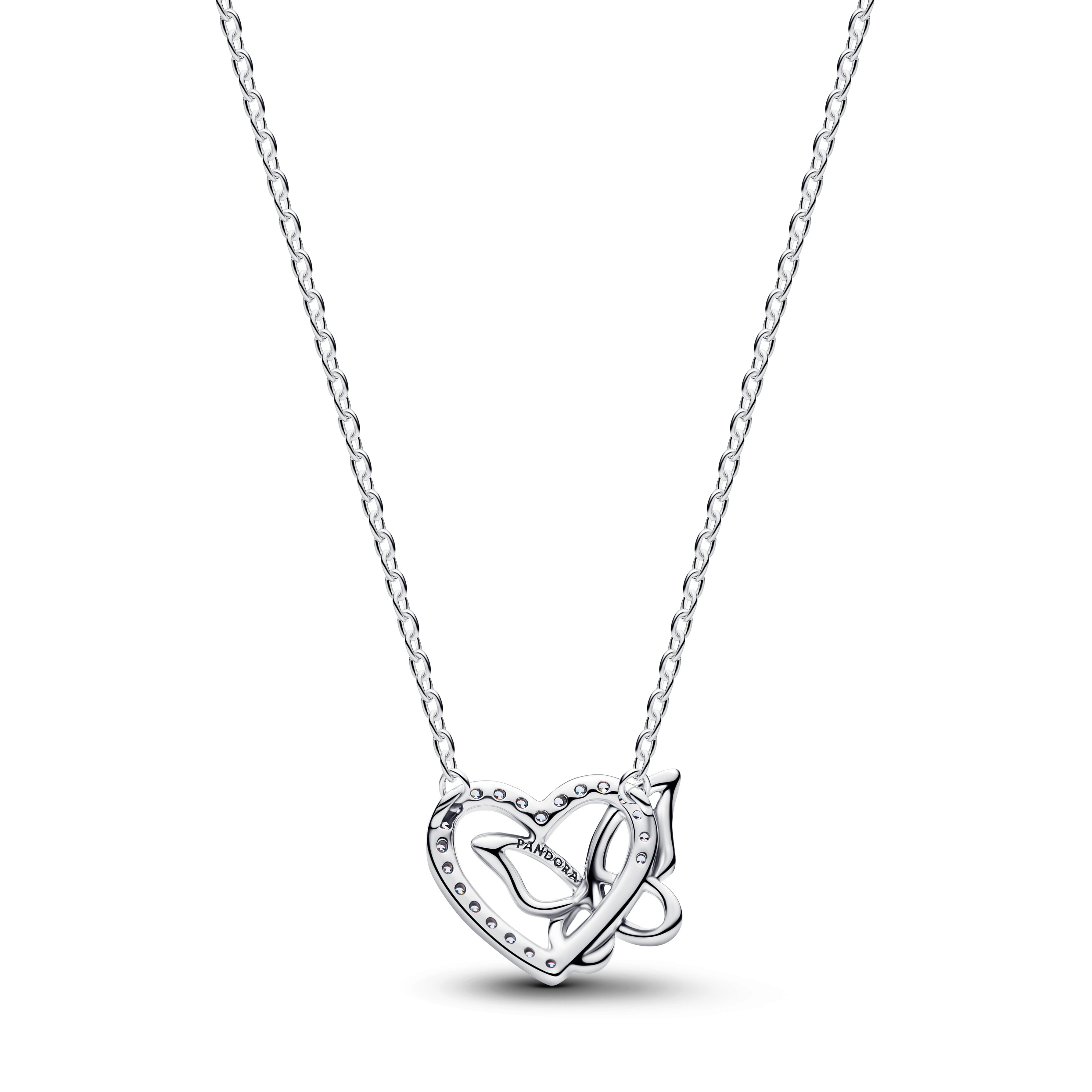 Entwined Heart & Butterfly Pendant Necklace