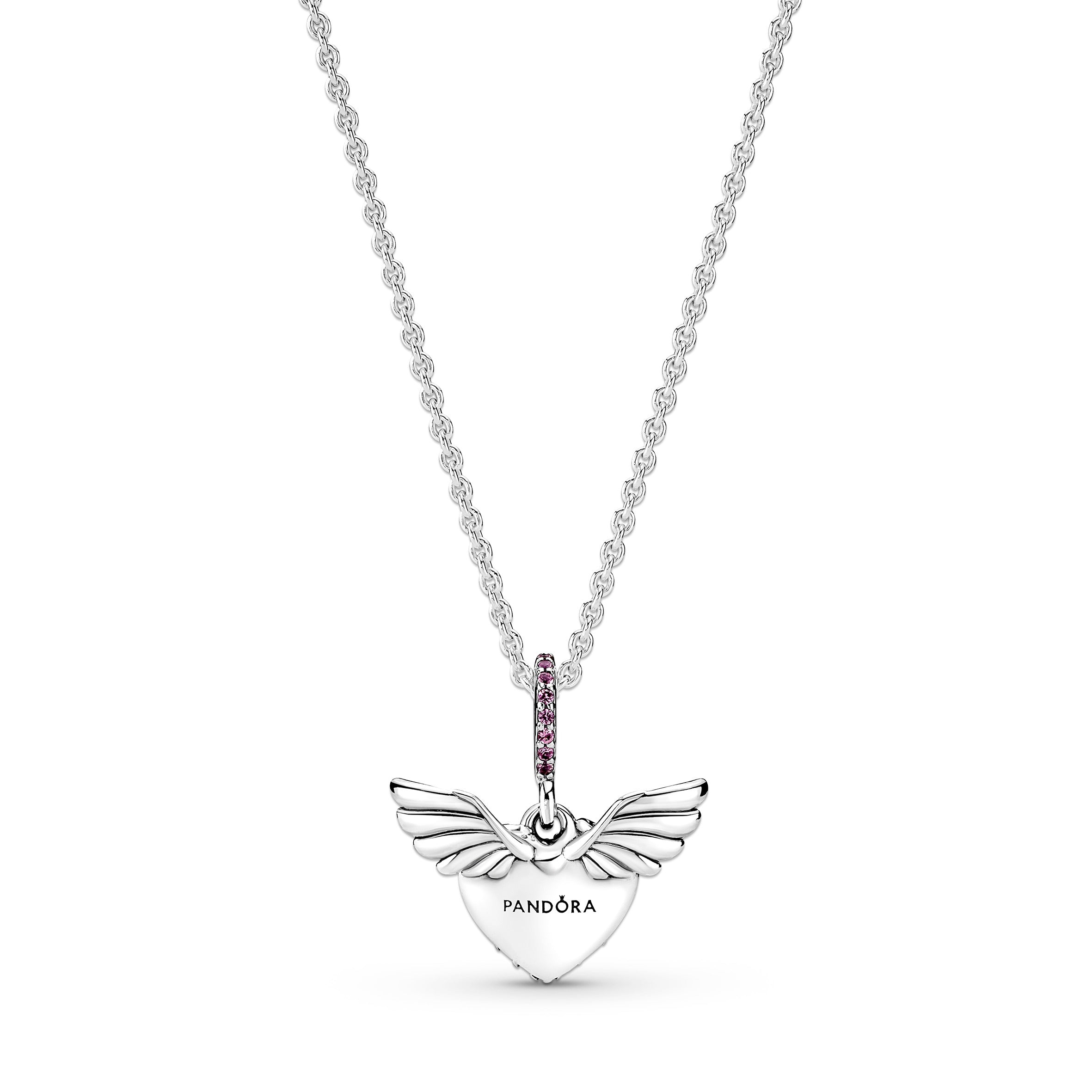 Pavé Heart & Angel Wings Necklace
