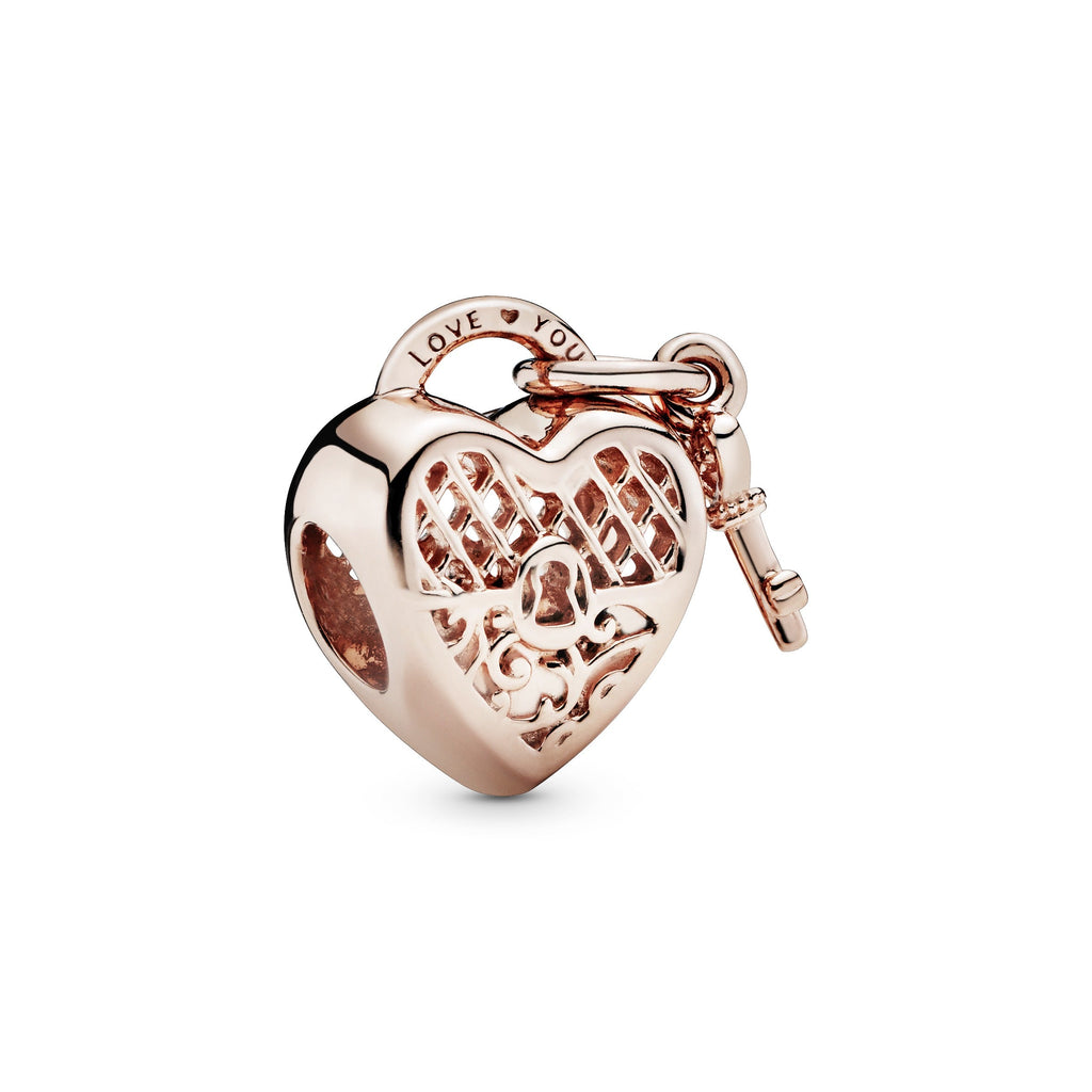 Love You Heart Padlock Charm