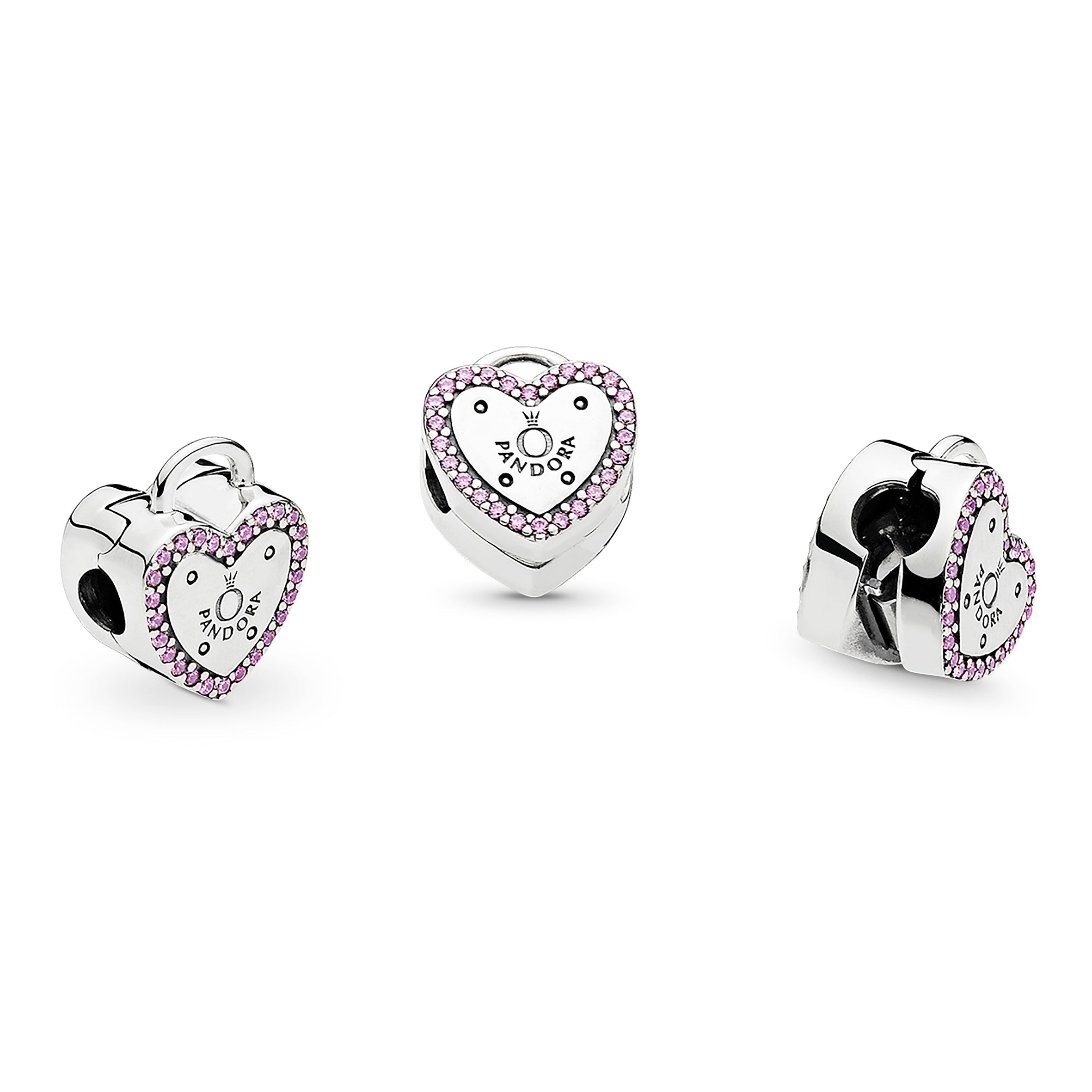 Pandora Logo Heart Padlock Clip Charm