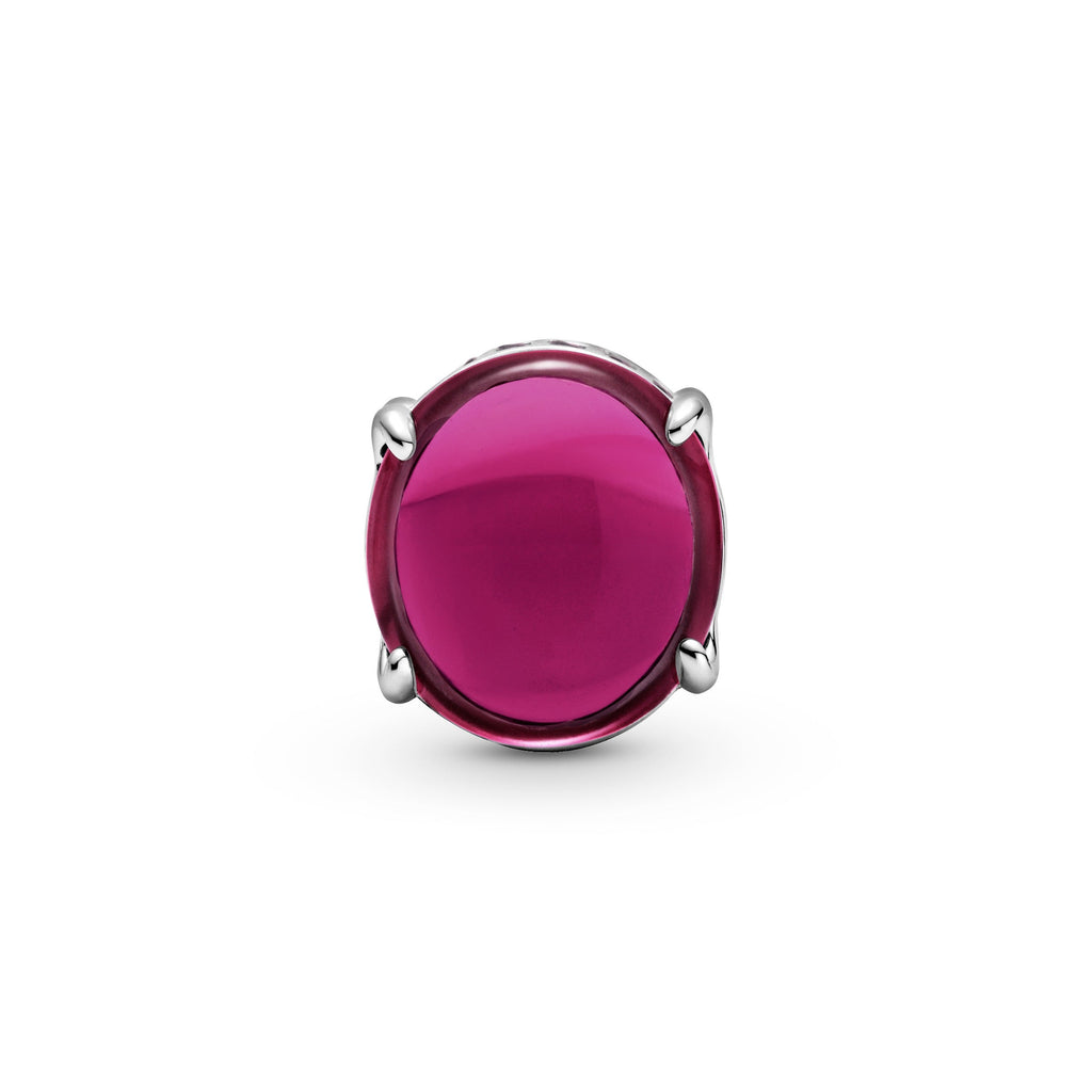 Fuchsia Rose Oval Cabochon Charm