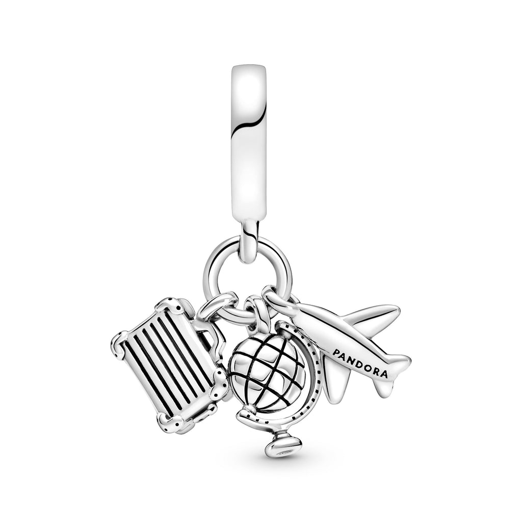 Airplane, Globe & Suitcase Dangle Charm
