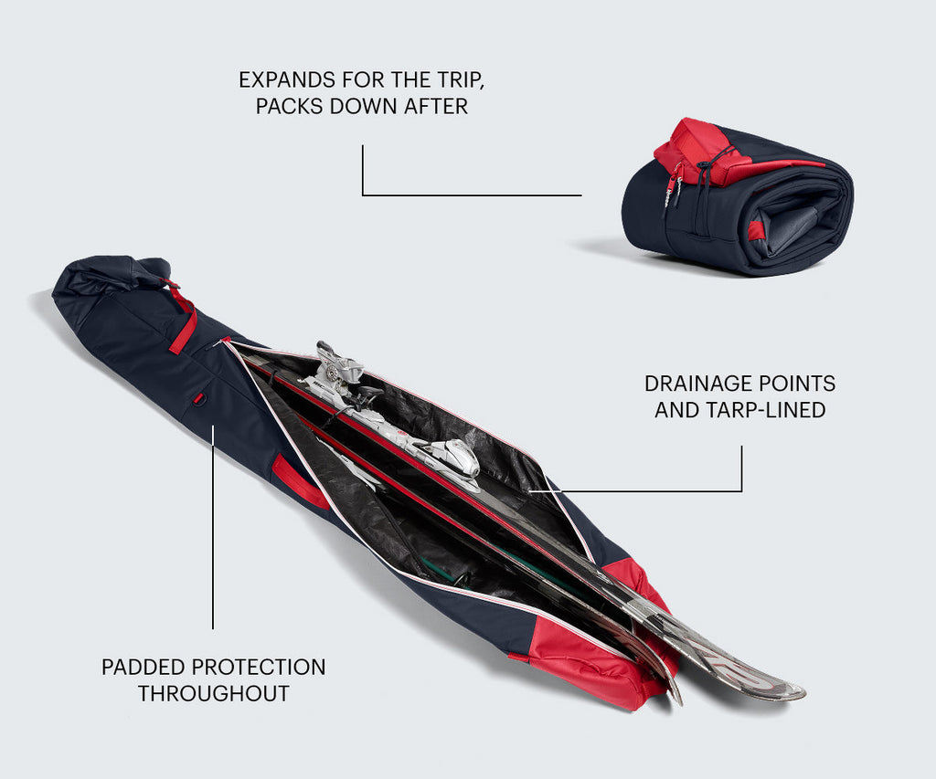 Away Roll-Top Ski Bag Suitcase - Jet Black
