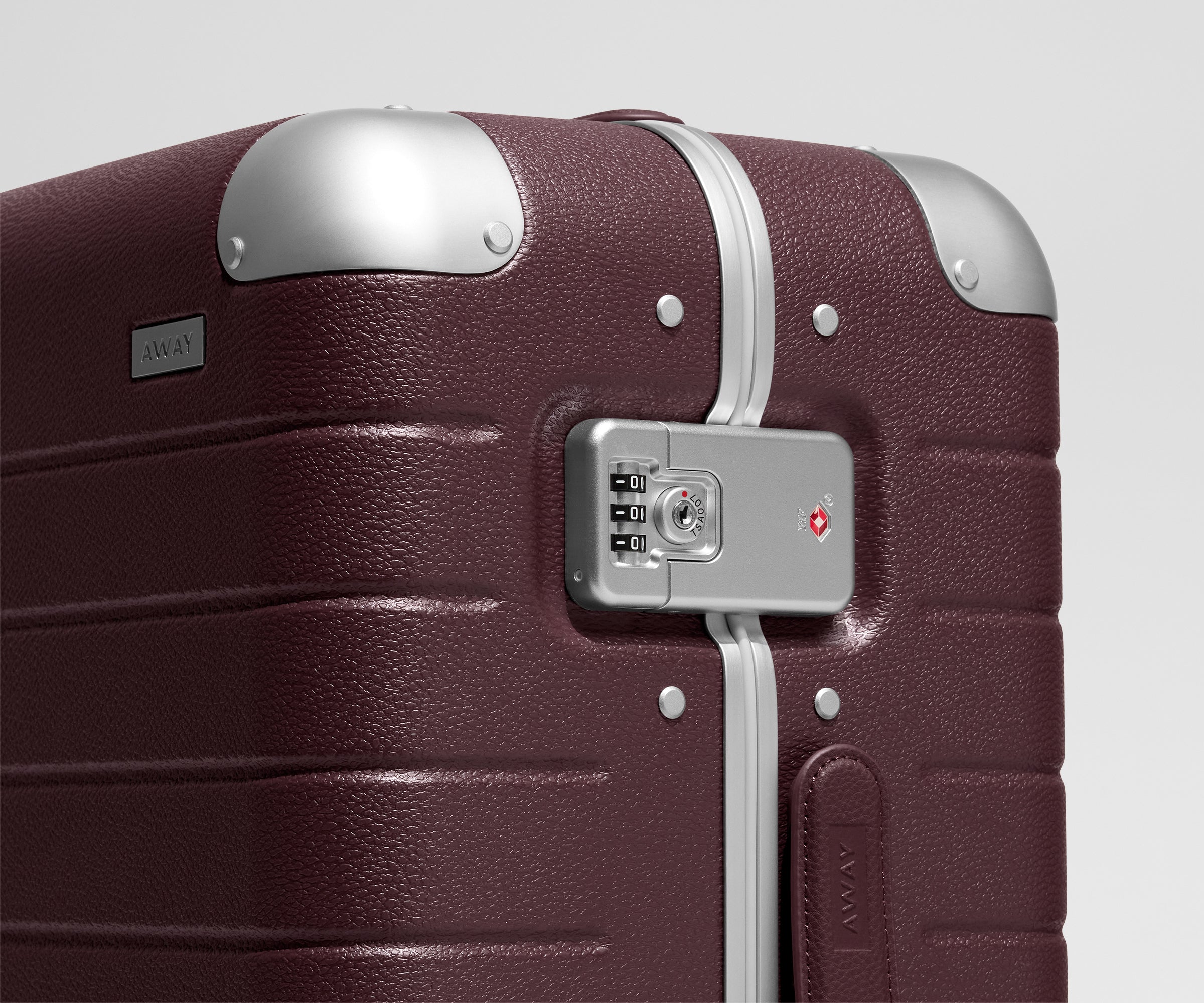 Away The Aluminum Edge Large Suitcase - Oxblood Red