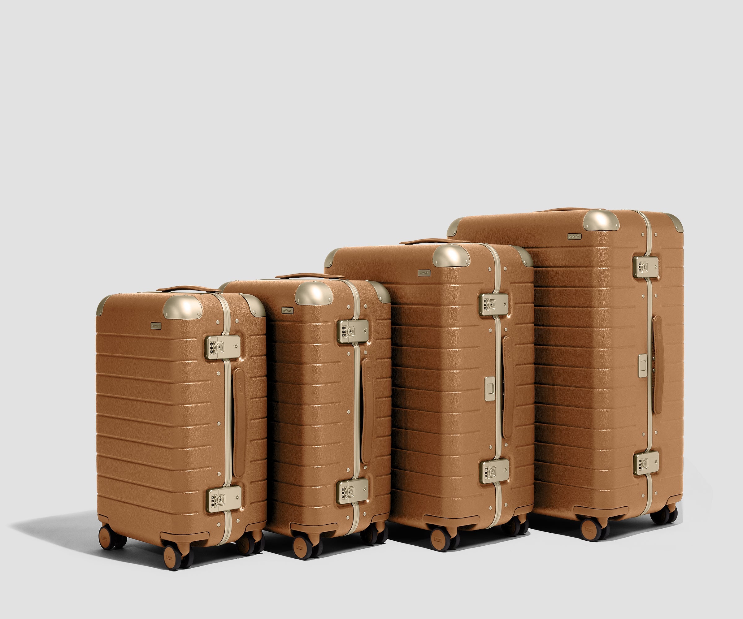 Away The Aluminum Edge Bigger Carry-On Suitcase - Cognac Brown