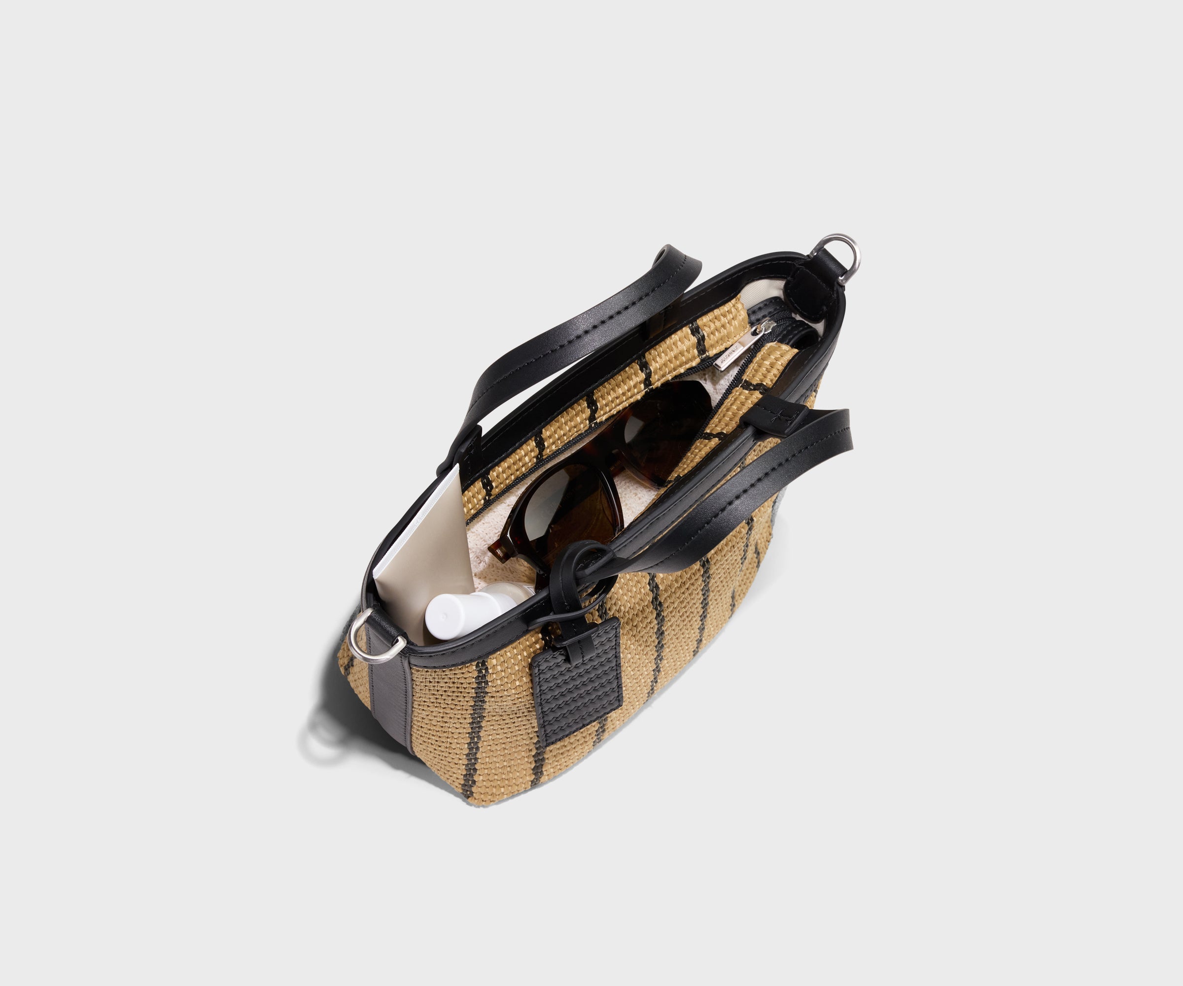 Away Mini Riviera Straw Tote Tote Bag - Black Seagrass