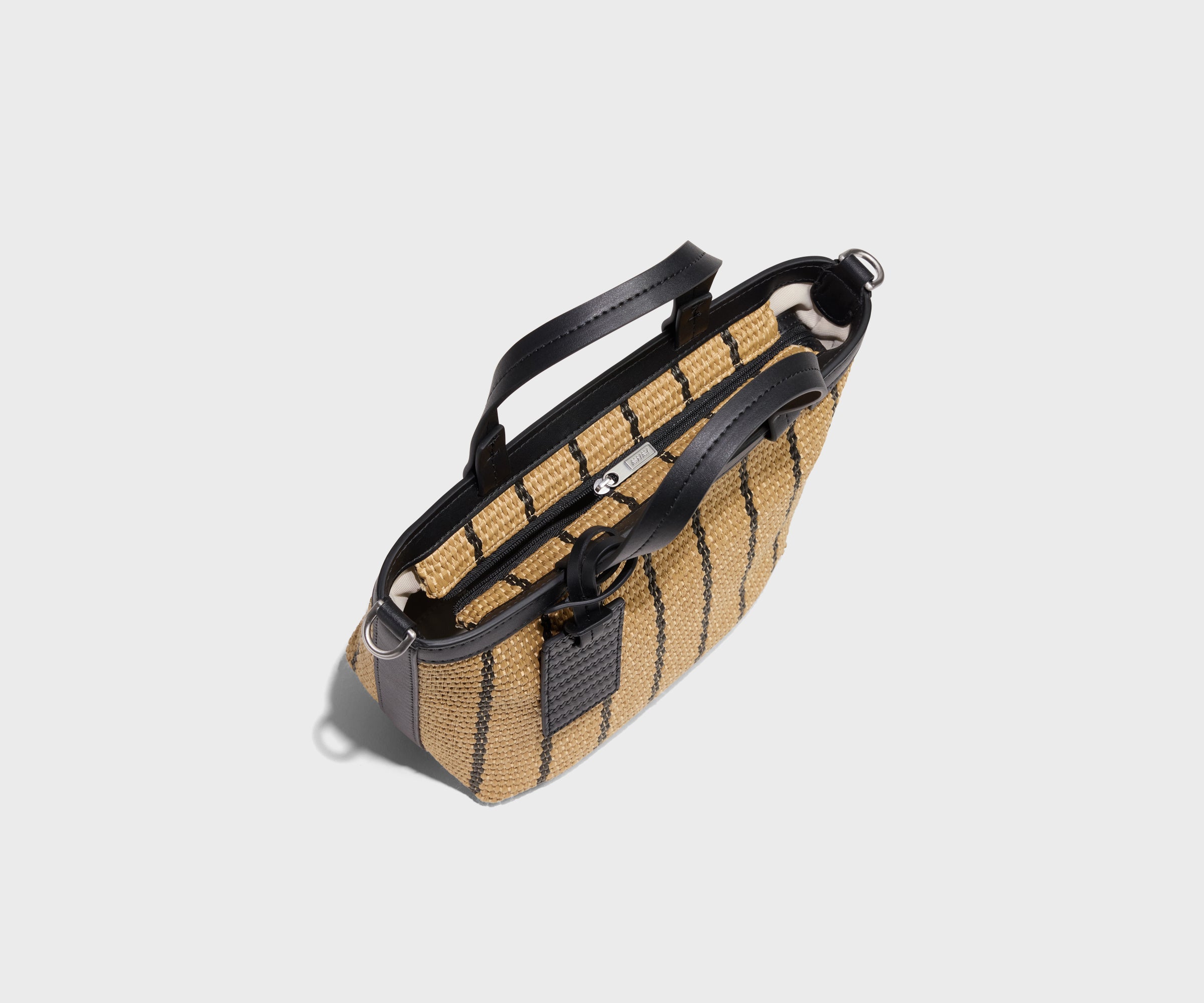 Away Mini Riviera Straw Tote Tote Bag - Black Seagrass