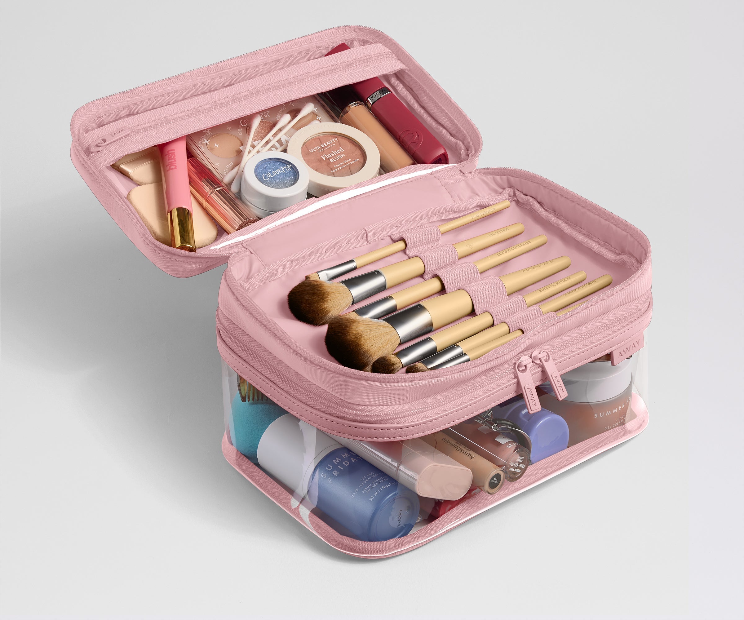 Away Clear Cosmetic Case Toiletry Bag - Blush Pink