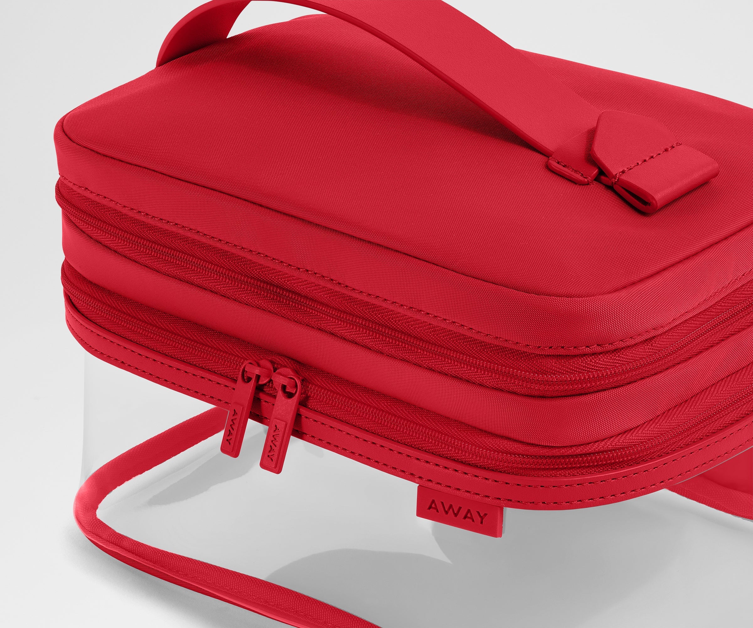 Away Clear Cosmetic Case Toiletry Bag - Cherry Red
