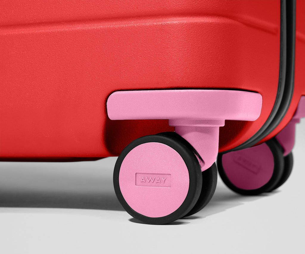 Away Custom Checked Wheel Set Suitcase - Peony Pink