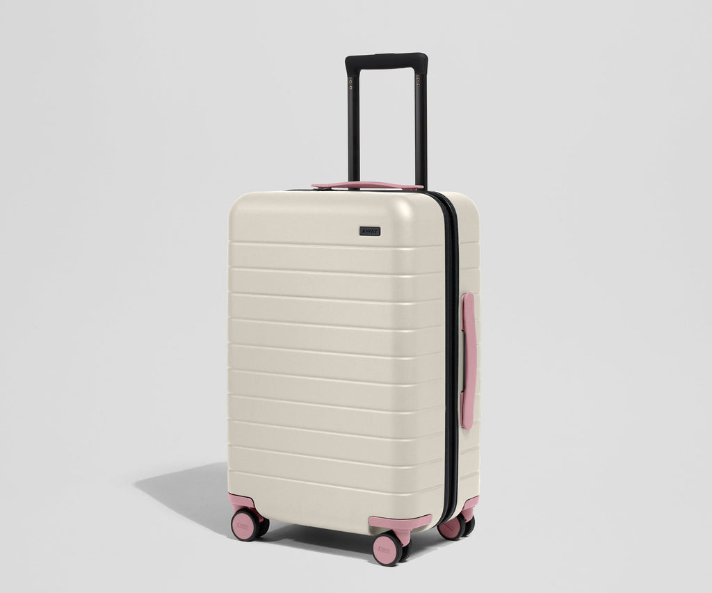 Away Custom Checked Wheel Set Suitcase - Peony Pink