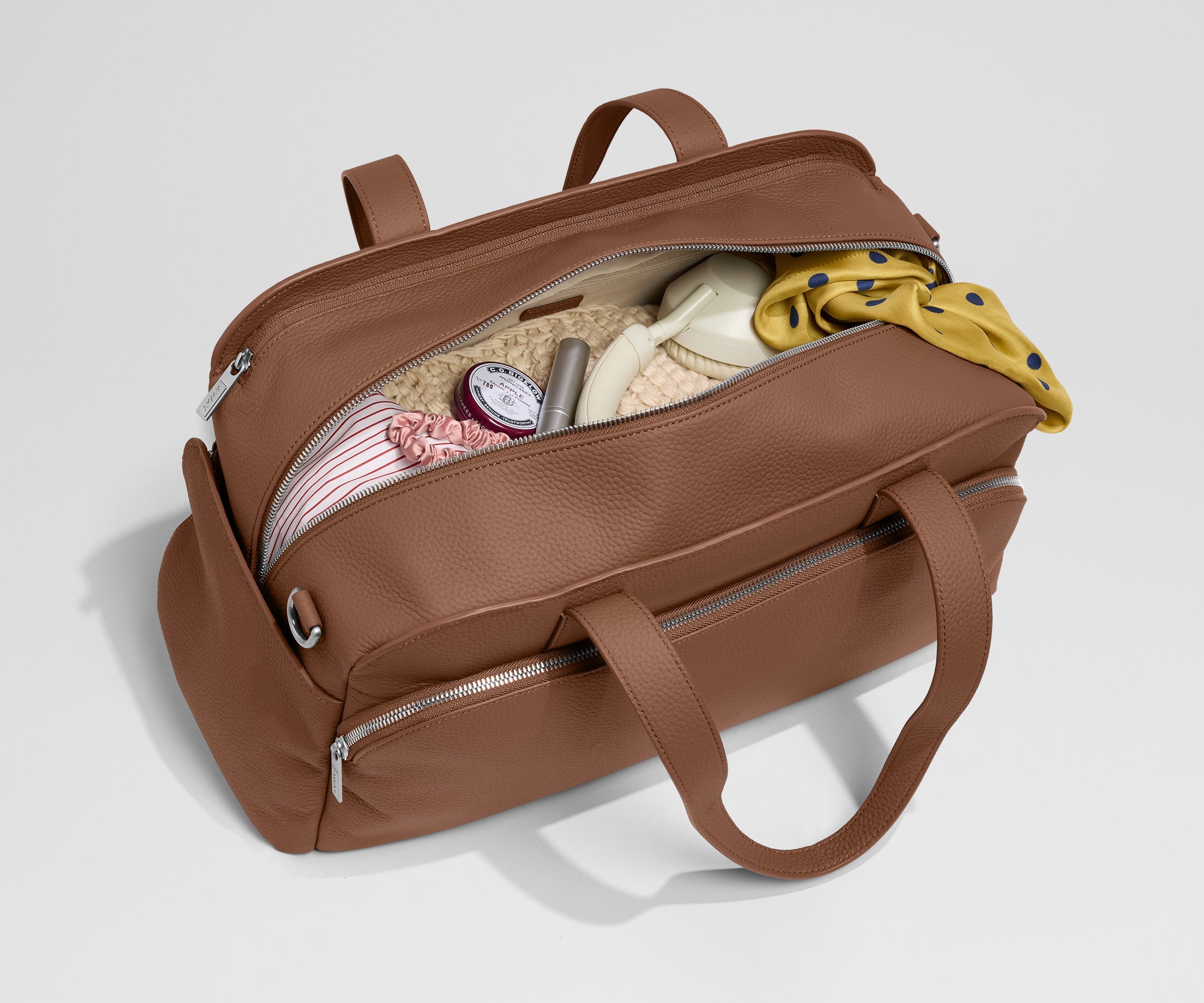 Away Leather Duffle Duffel Bag - Saddle Brown