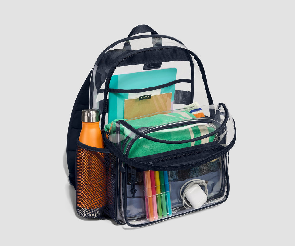 Away Clear Daily Backpack in Clear/Navy Blue