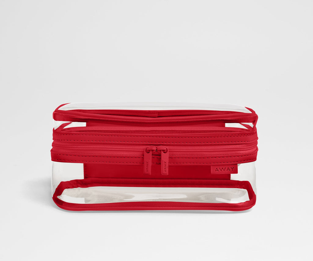 Away Clear Toiletry Bag in Cherry Red
