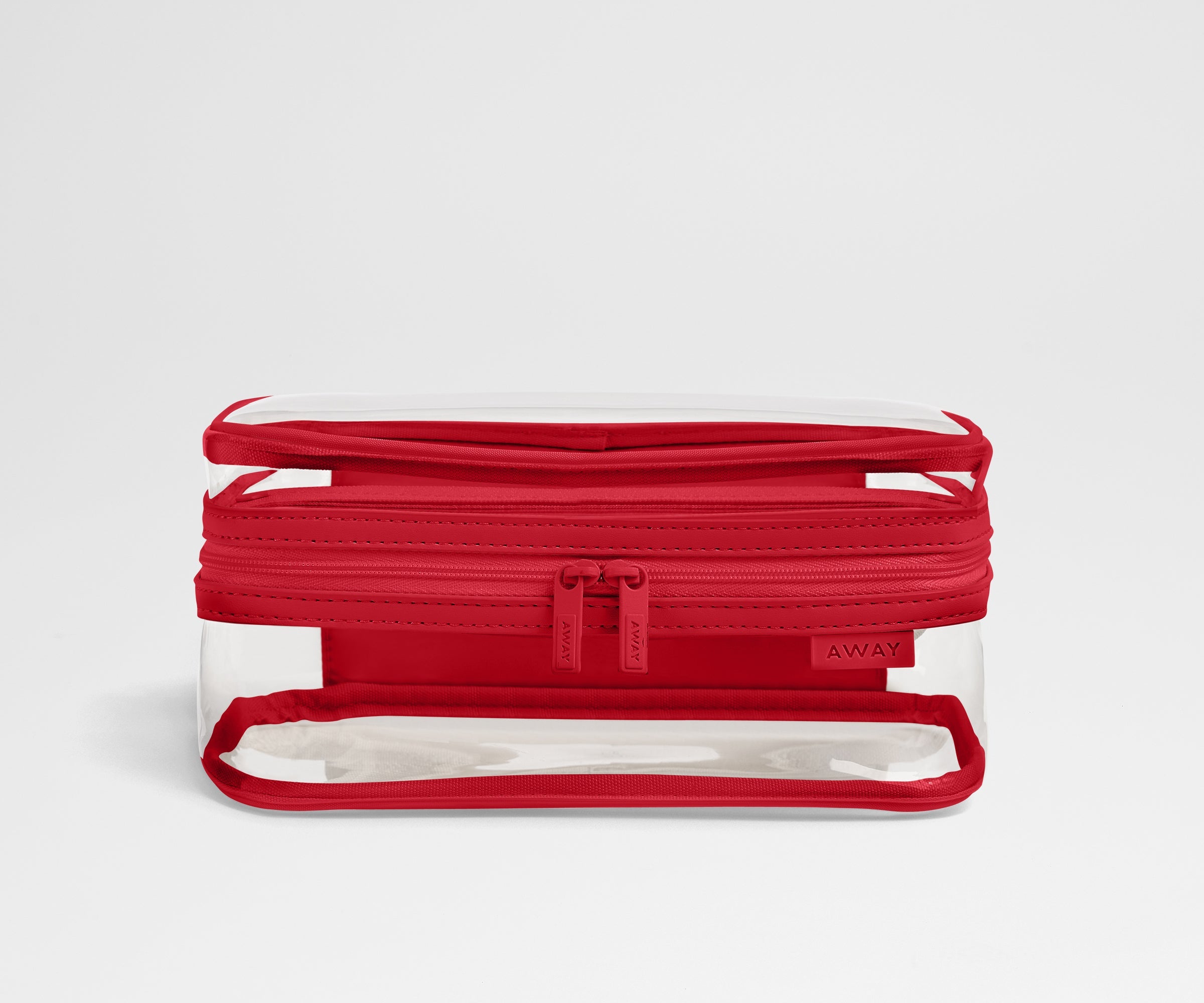 Away Clear Toiletry Bag in Cherry Red