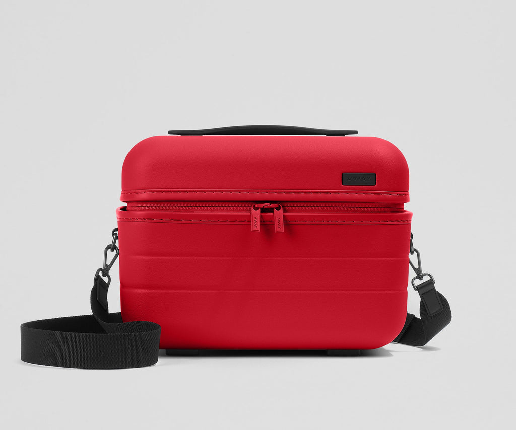 Away The Train Case Toiletry Bag - Cherry Red
