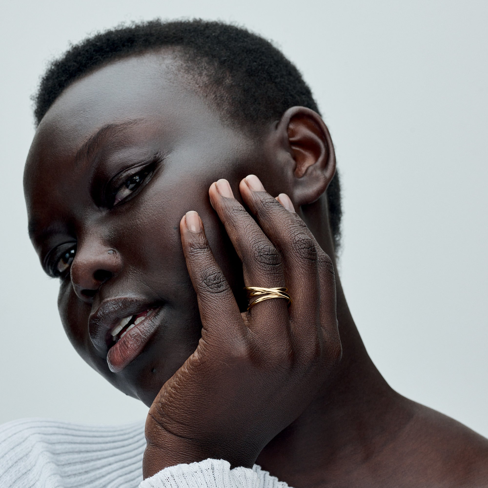 Organically Shaped Triple Band Open Ring