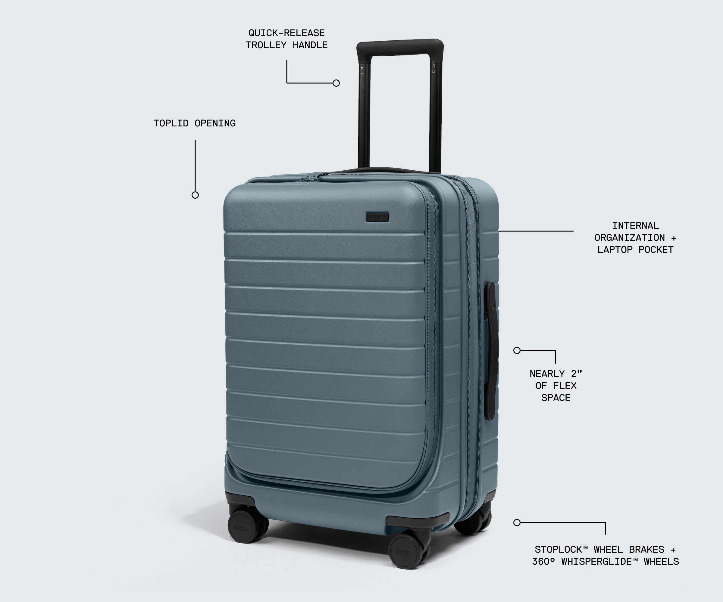 Away Topside Bigger Carry-On Suitcase - Blush Pink