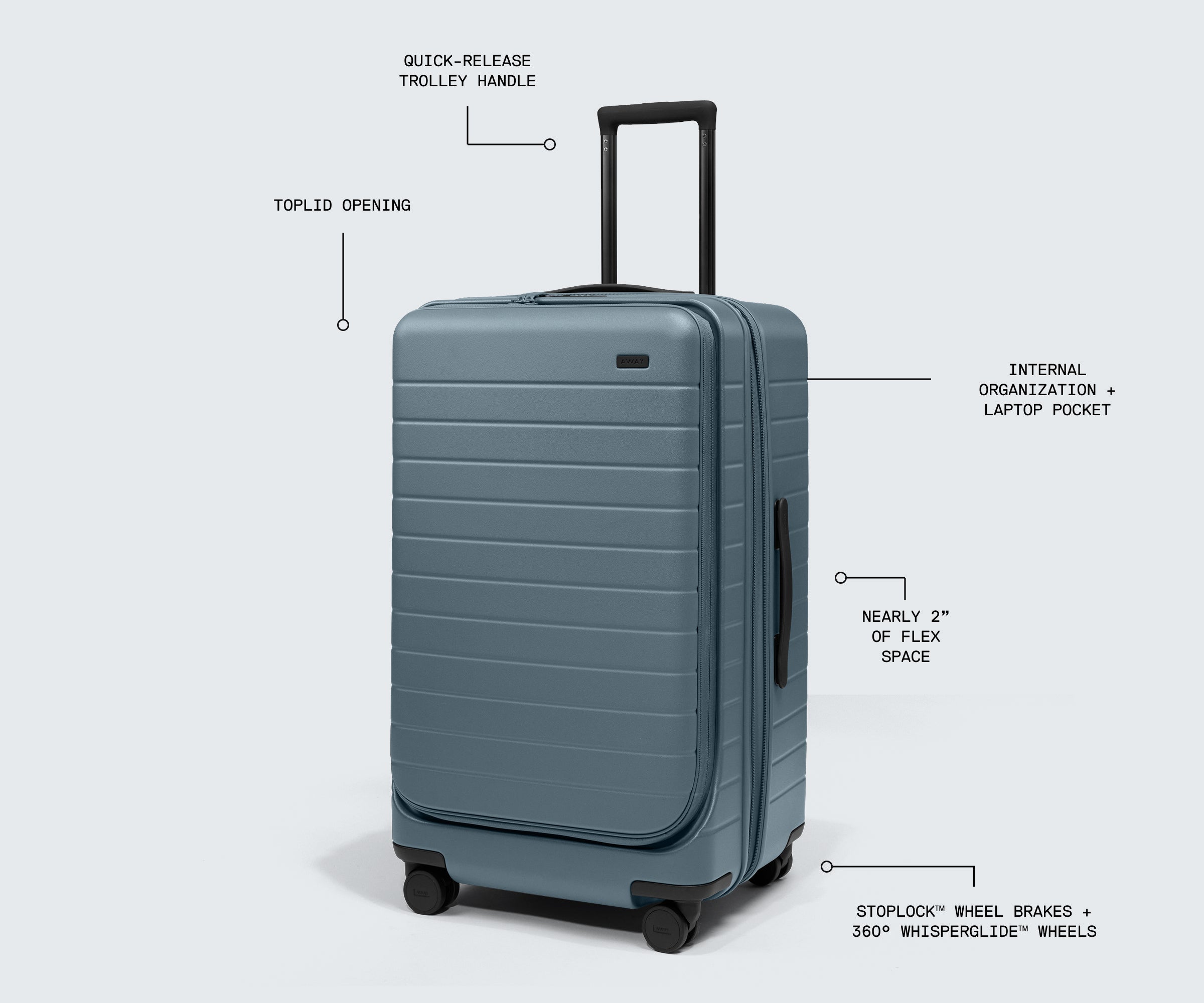 Away Topside Medium Trunk Suitcase - Jet Black