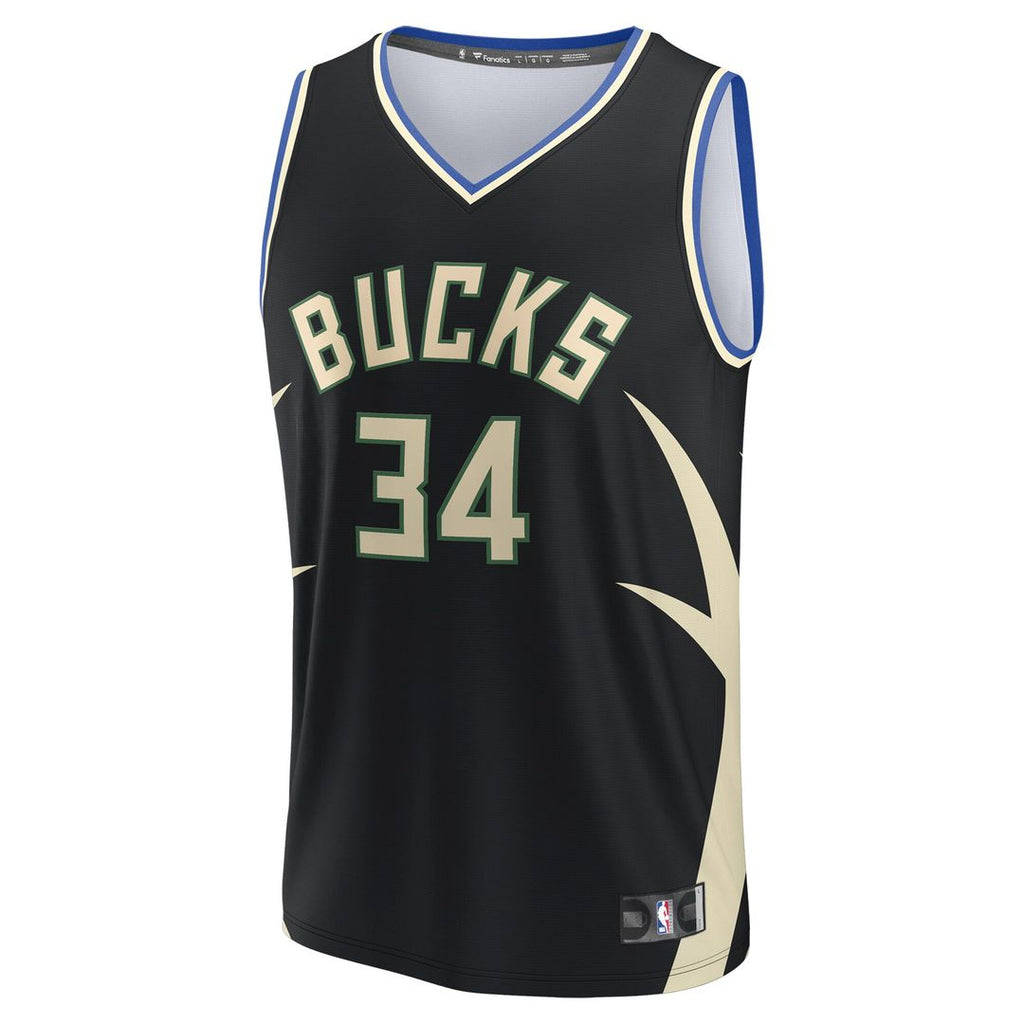 Giannis Antetokounmpo Milwaukee Bucks Fanatics Fast Break Replica Player Jersey - Statement Edition - Black